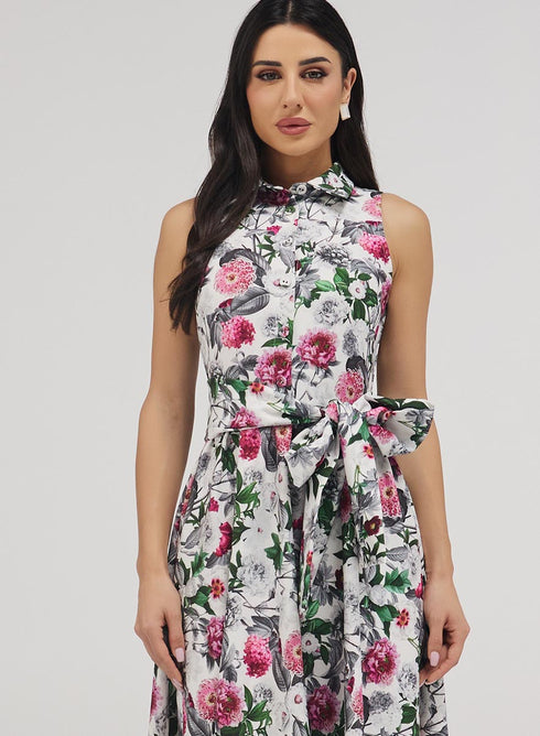 Collar Neck Floral Dress